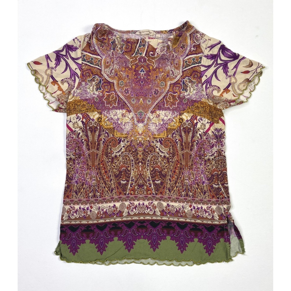 Soft Surroundings Tunic Top Women's XS Paisley Floral Boho Short Sleeve - Picture 1 of 10